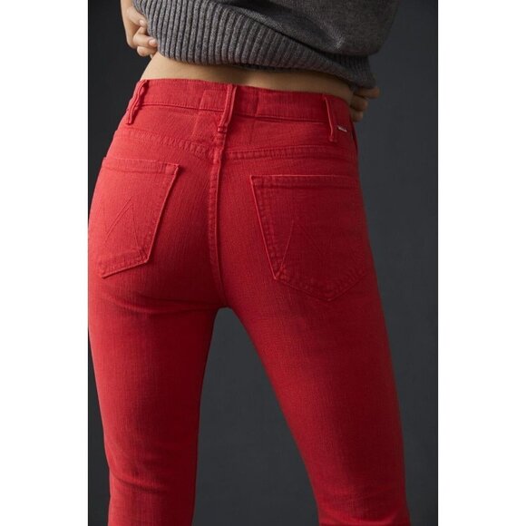 NWT Mother Hustler Ankle Fray in Mars Red High Rise Bootcut Crop Jeans 25 - Picture 13 of 14